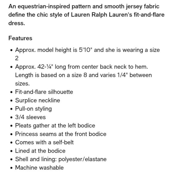 Lauren Ralph Lauren Black Label Fit & Flare Equestrian Print Midi Dress Size S - Picture 10 of 10